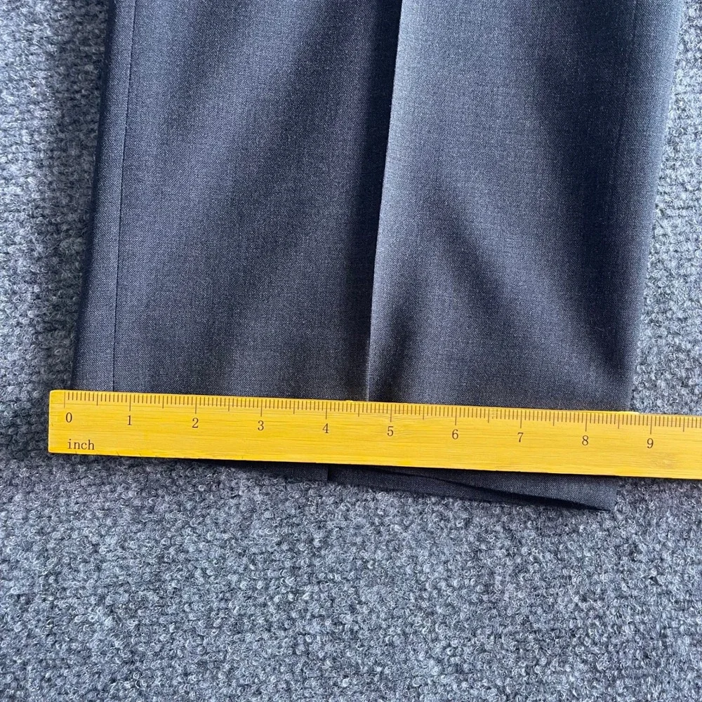 Claiborne Mens 100% Wool Dress Pants 36x30 Gray Flat Front Straight Leg Trousers